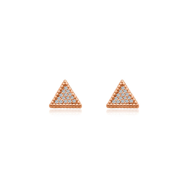 Sterling Silver CZ Triangle Beaded Studs