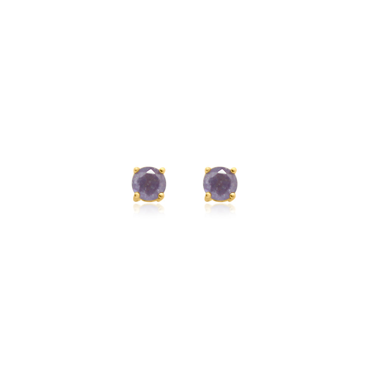Sterling Silver Gold Plated Lavender Gemstone CZ Stud Earrings
