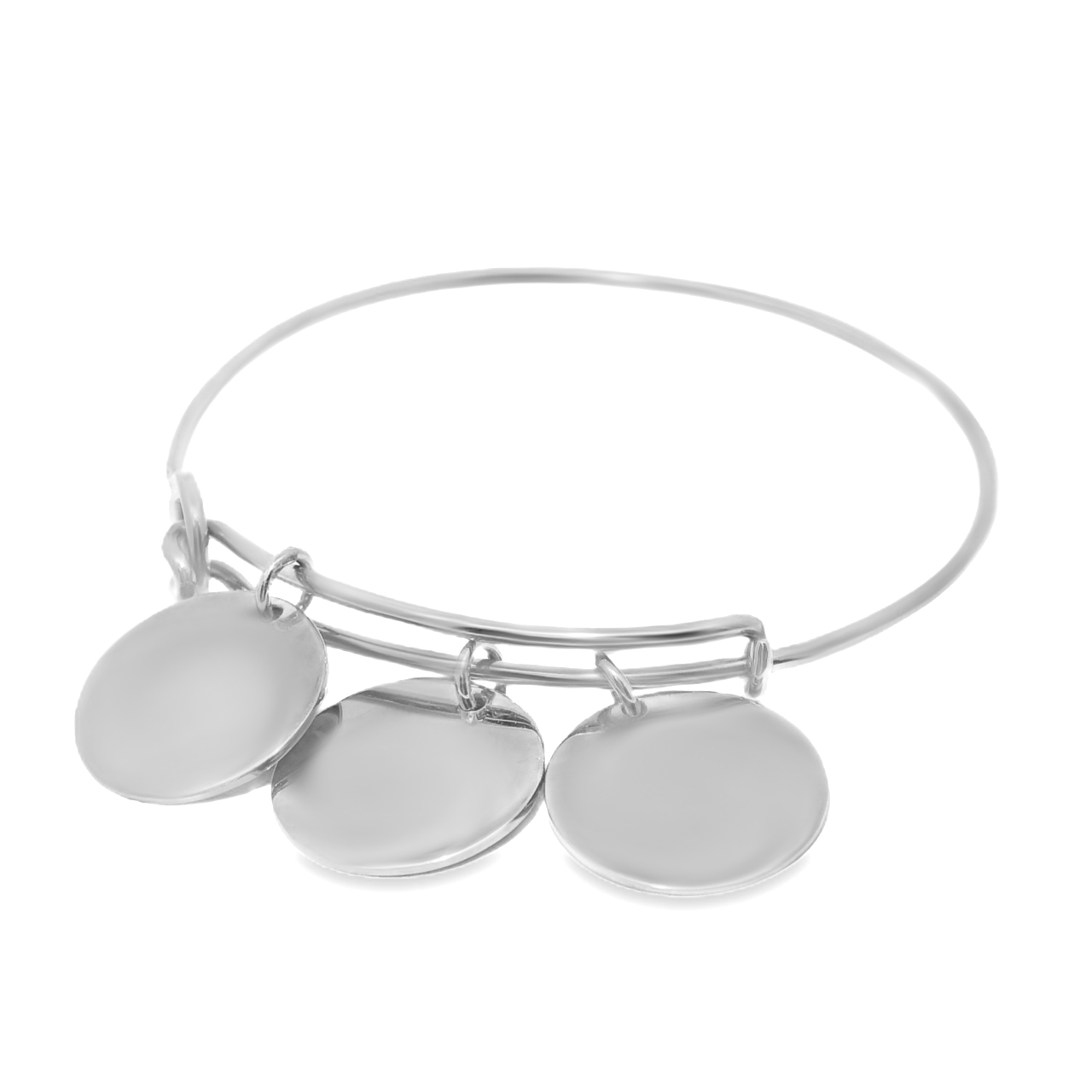 German Silver Engravable Adjustable Bracelet With Three 20mm Round Disc