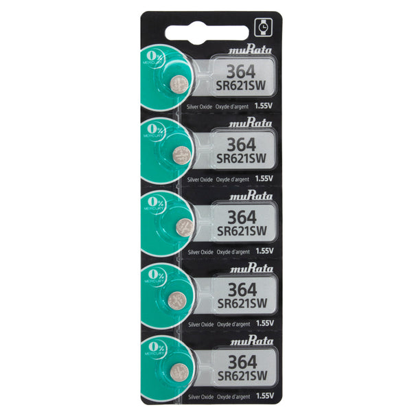 Murata #364 SR621SW 1.55V Silver Oxide Watch Battery