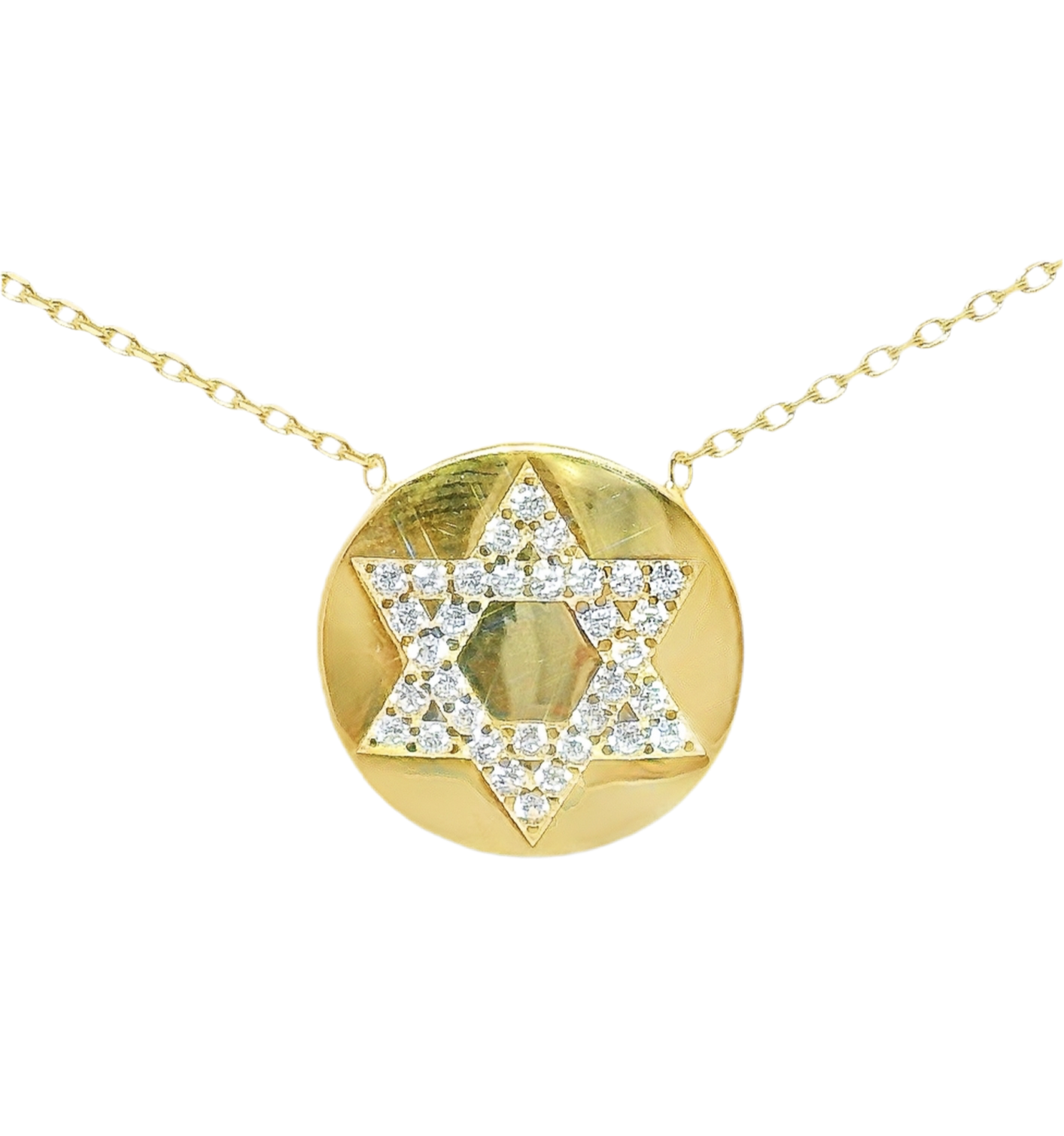 Sterling Silver Gold Plated CZ Star Of David Necklace