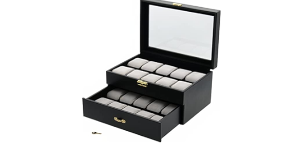 Deluxe Faux Leather Watch Case (20 Watches)
