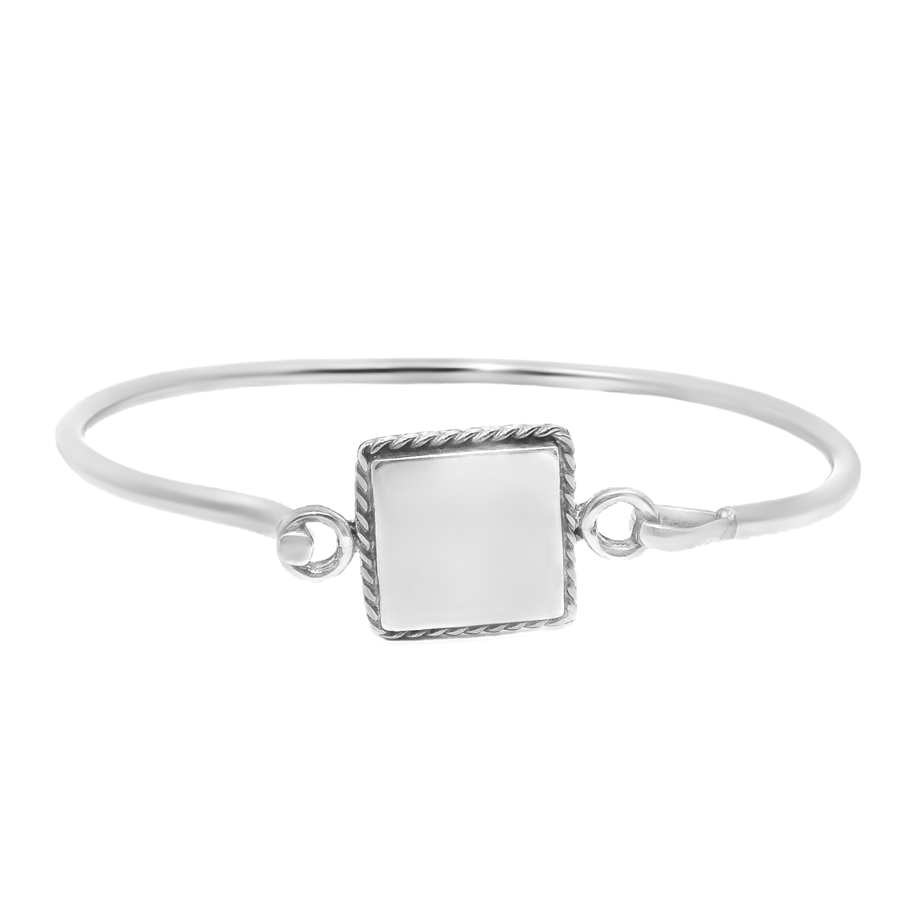 German Silver Engravable Square Rope Trim Bangle