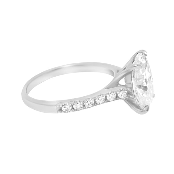 Sterling Silver Oval 8mm*10mm 3.0CT Pave Moissanite Ring