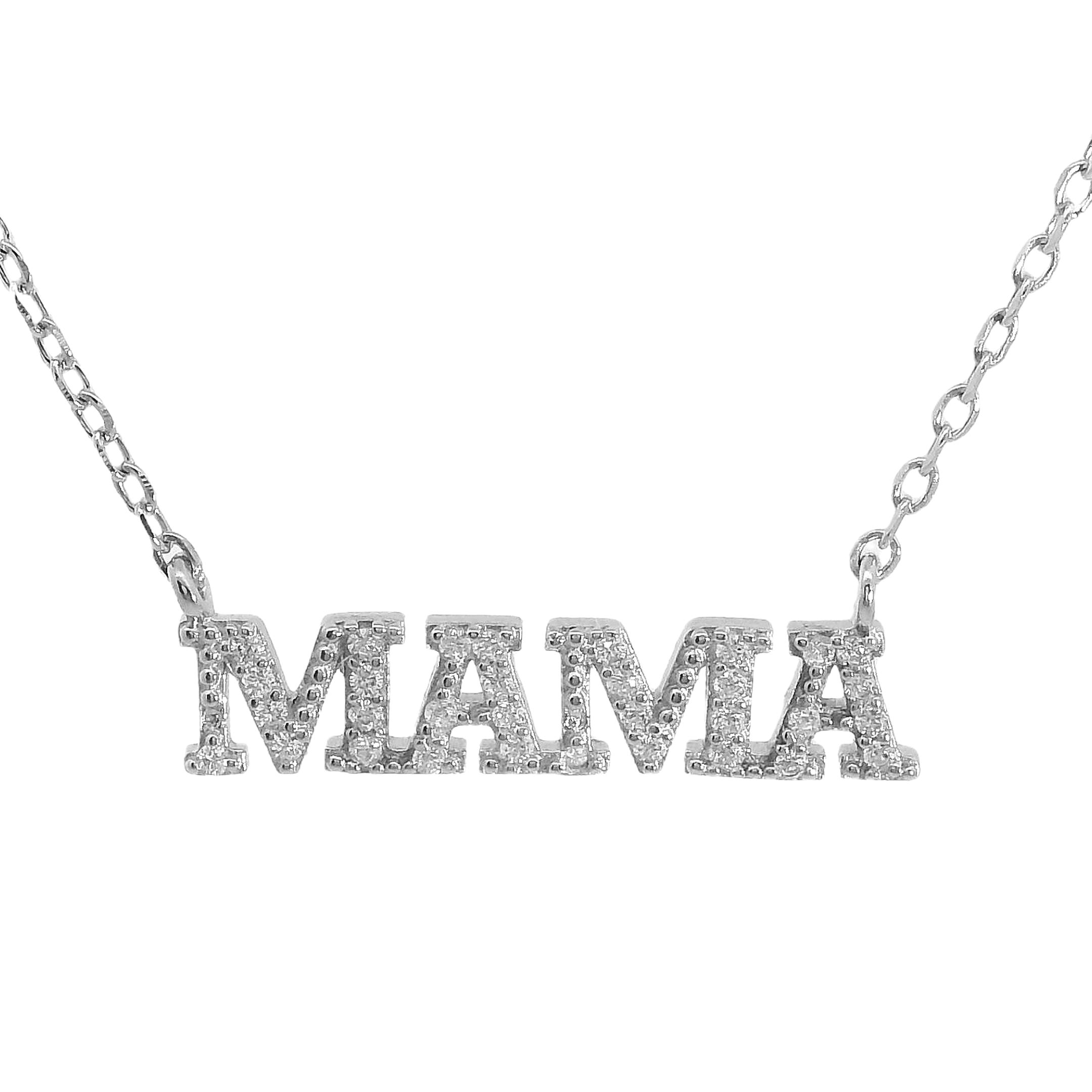 Sterling Silver CZ "MAMA" Necklace