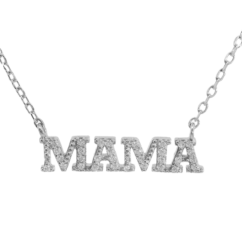 Sterling Silver CZ "MAMA" Necklace