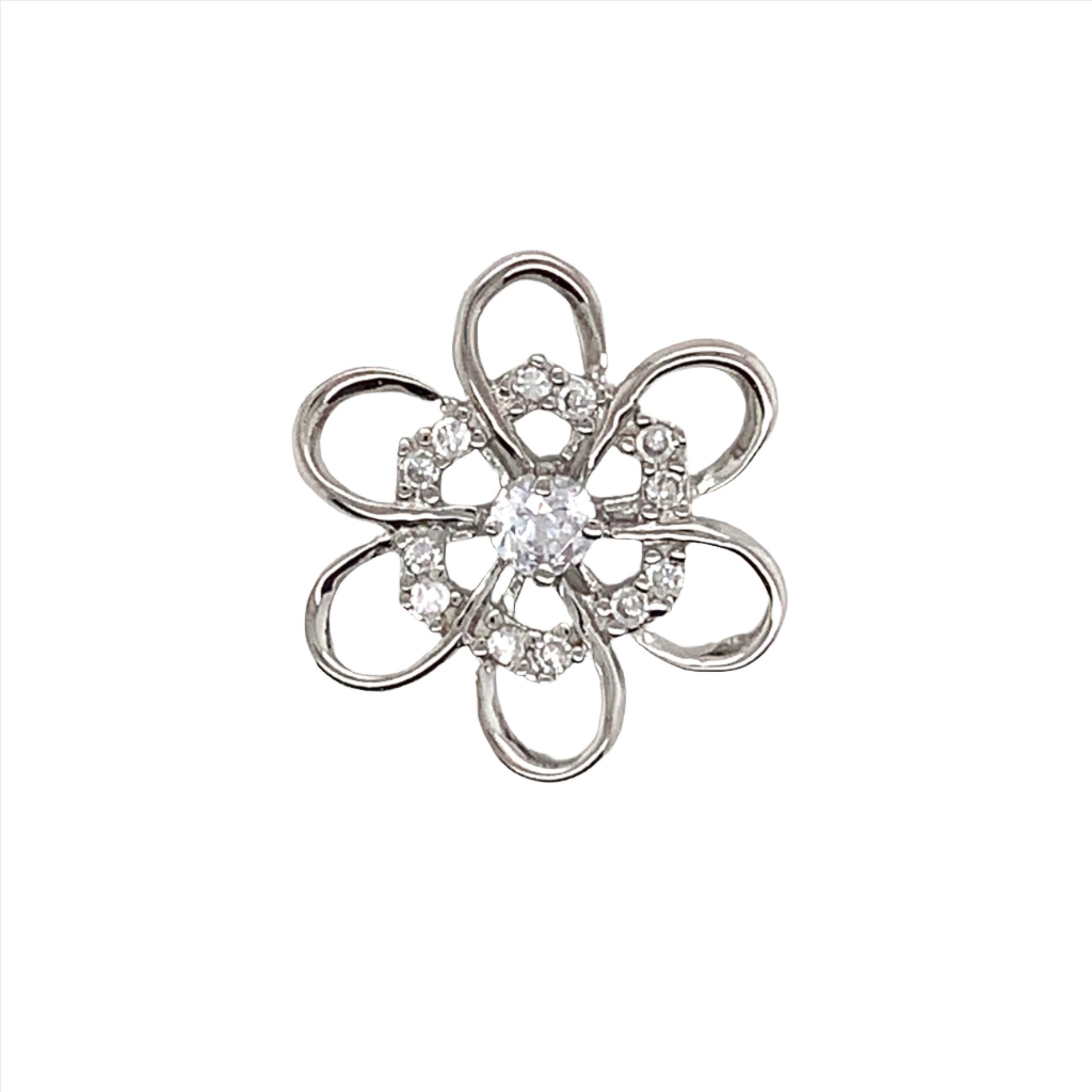 Sterling Silver CZ Intertwined Flower Pendant