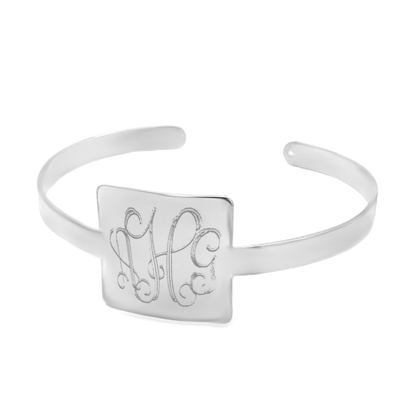 German Silver Engravable Large Square Cuff Bangle