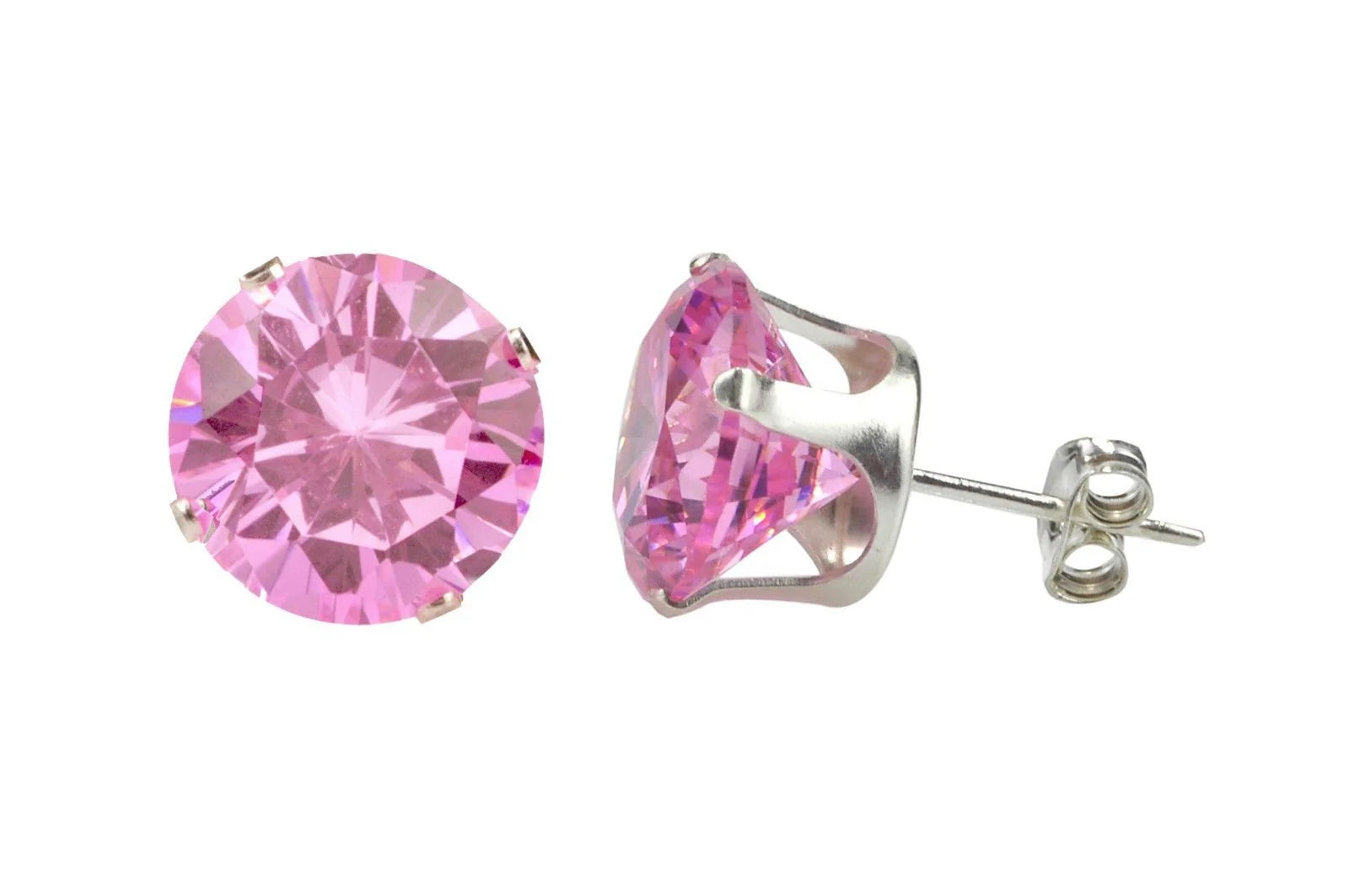 Sterling Silver Light Pink Round CZ Studs
