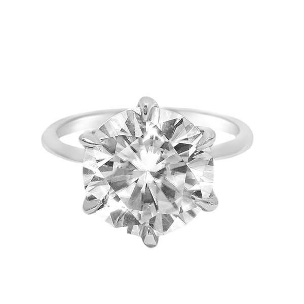 Sterling Silver 4.0CT Round Solitaire Moissanite Ring
