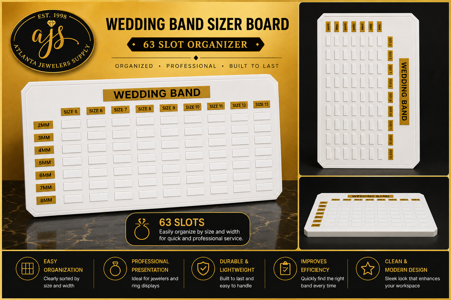 63 Slot Wedding Band Sizer Display