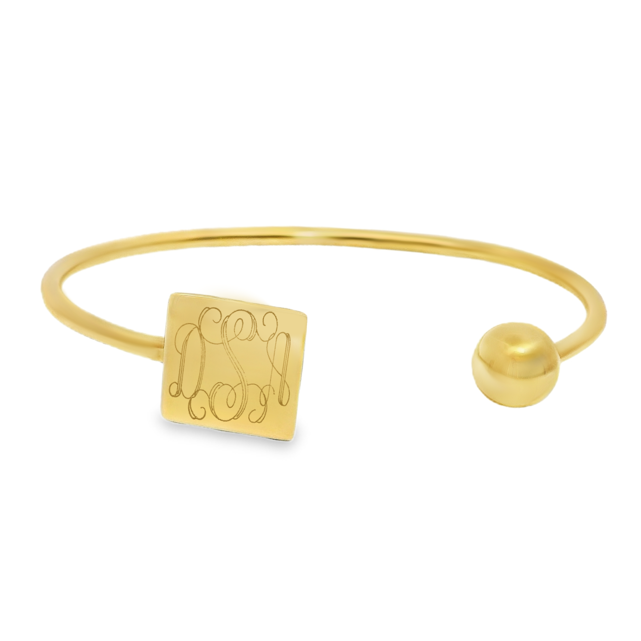 German Silver Engravable Square Disc & Ball Cuff Bangle