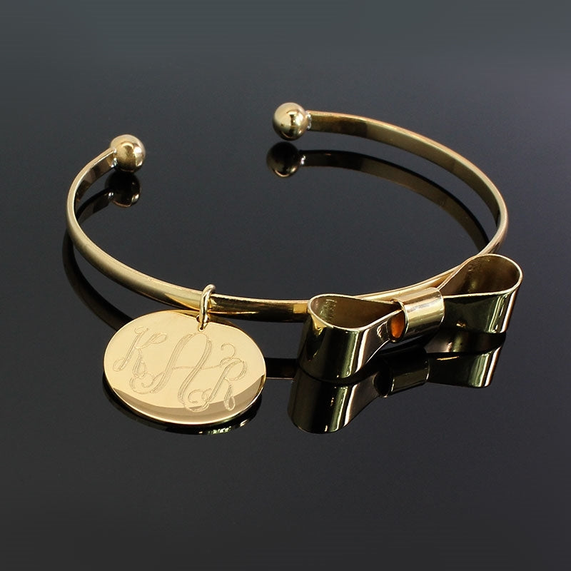 German Silver Engravable Bow Cuff Bangle