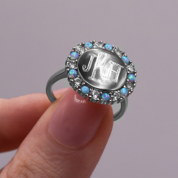 Sterling Silver Alternating Opal Ring