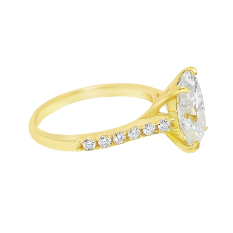 Sterling Silver Oval 8mm*10mm 3.0CT Pave Moissanite Ring