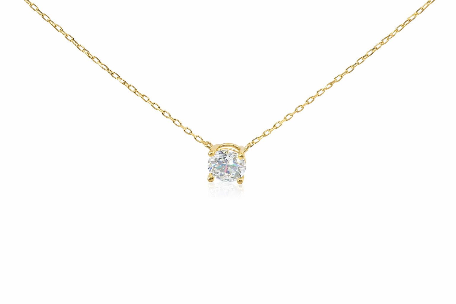 Sterling Silver Gold Plated Large CZ Necklace