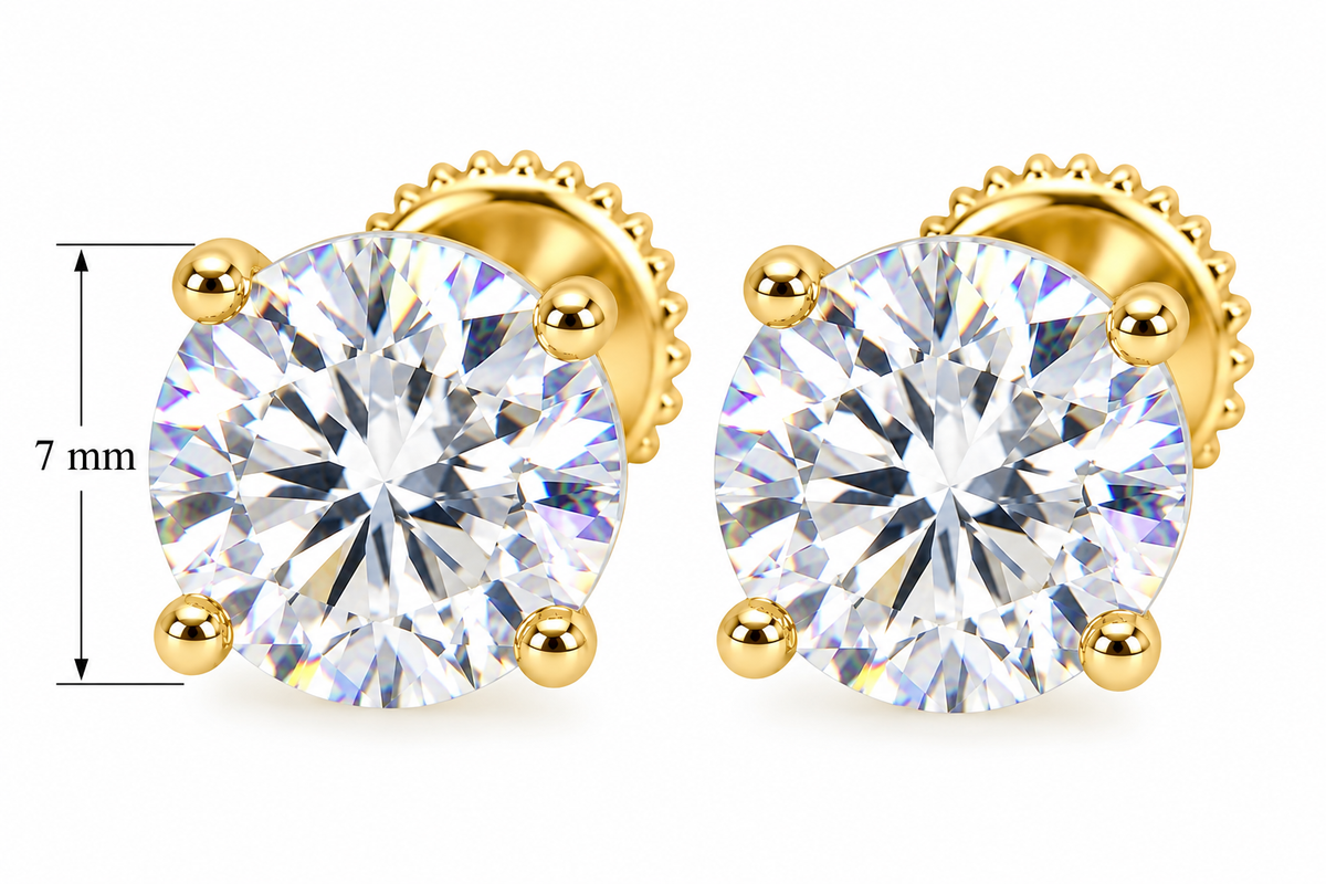 Sterling Silver Moissanite 4 Prong Round Screwback Earrings