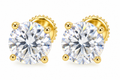 Sterling Silver Moissanite 4 Prong Round Screwback Earrings