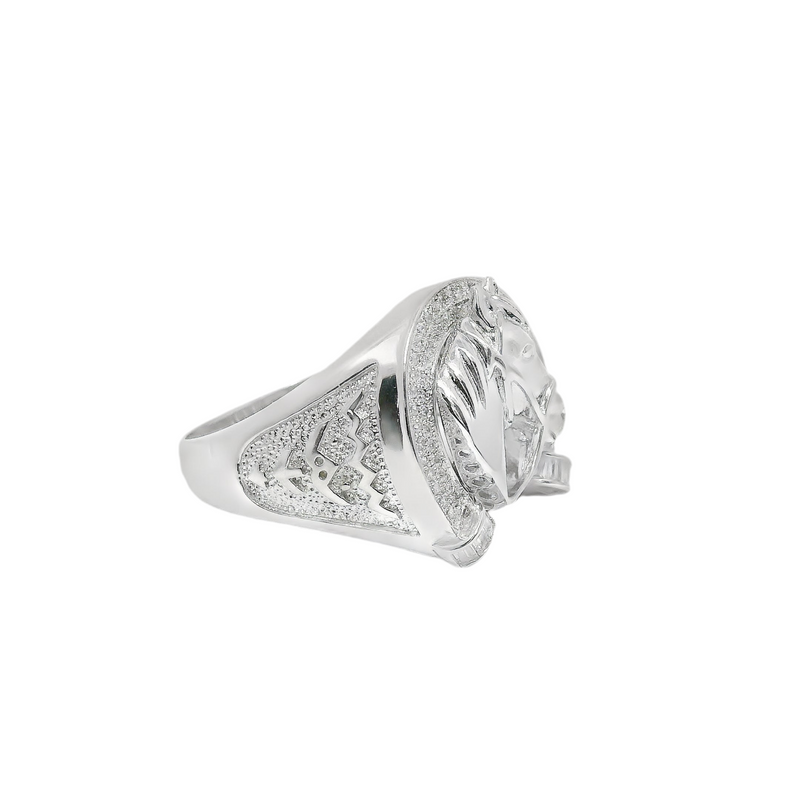 925 Sterling Silver CZ Horseshoe W/ Horse Men's Ring