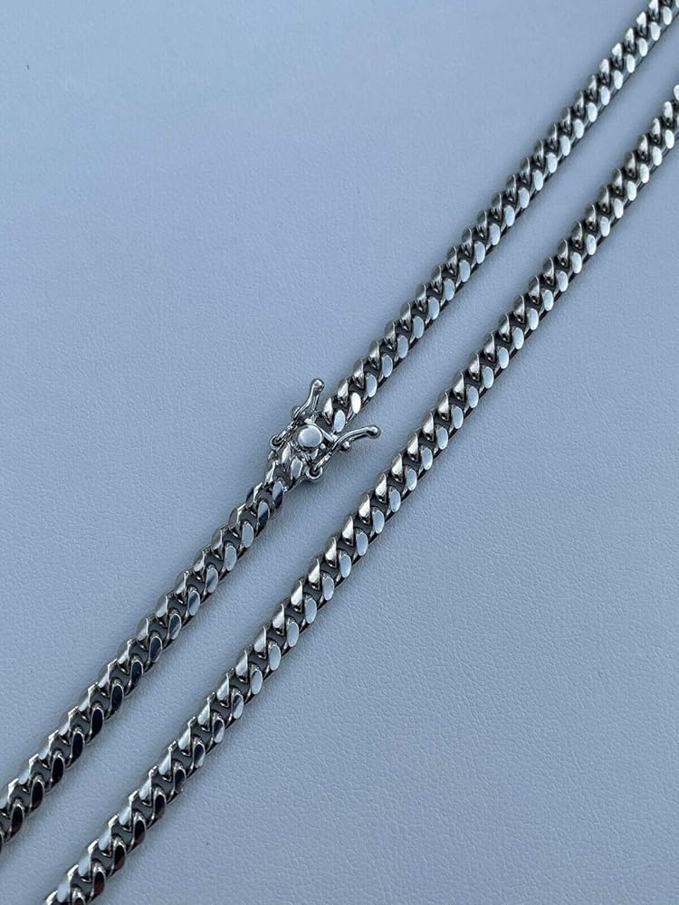 Italian Rodium Sterling Silver Miami Cuban w/ Box Lock 120 gauge
