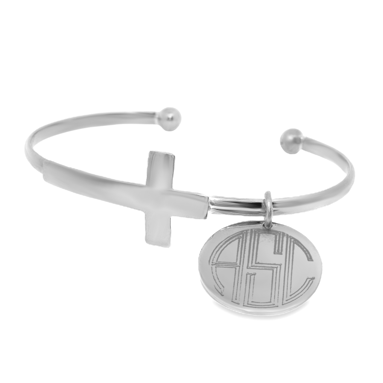 German Silver Engravable Cross Cuff Bangle