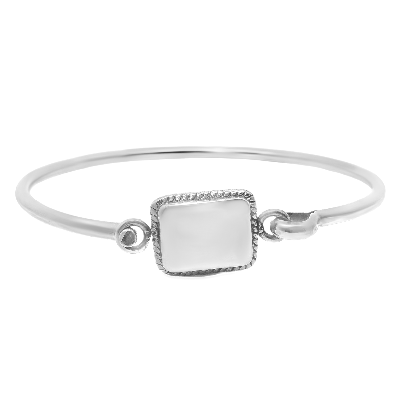 German Silver Engravable Rectangle Rope Trim Bangle