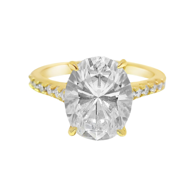 Sterling Silver Oval 8mm*10mm 3.0CT Pave Moissanite Ring