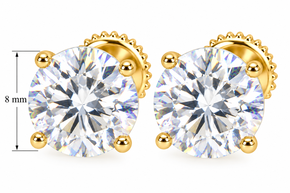 Sterling Silver Moissanite 4 Prong Round Screwback Earrings