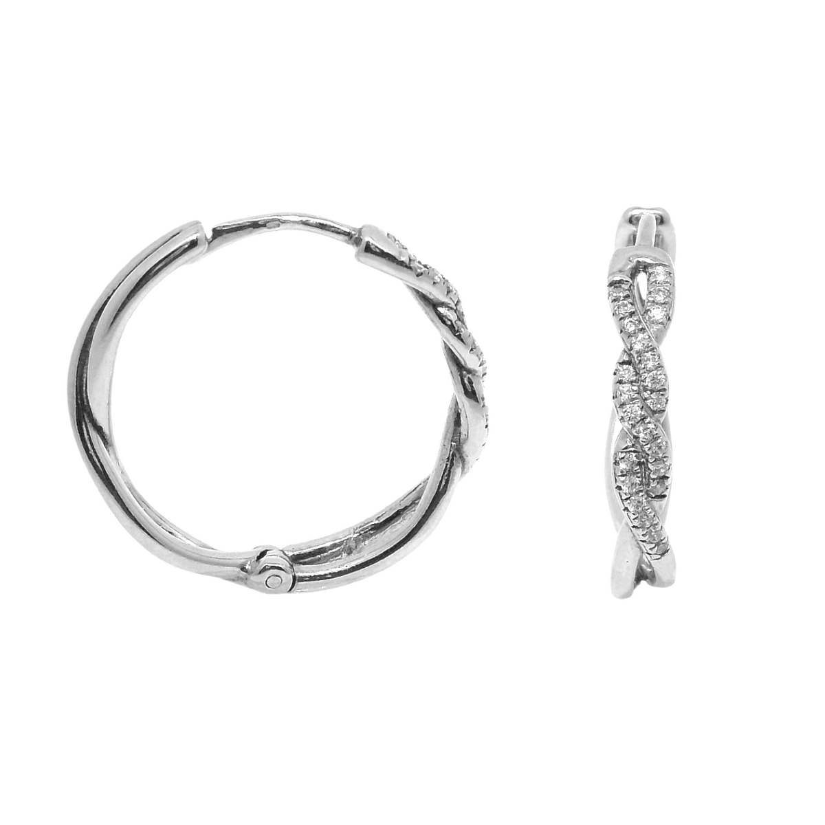 Sterling Silver CZ Twisted Braided Hoop Earrings