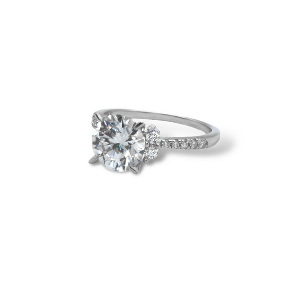 Sterling Silver 2.0CT 8.0MM Moissanite Engagement Ring