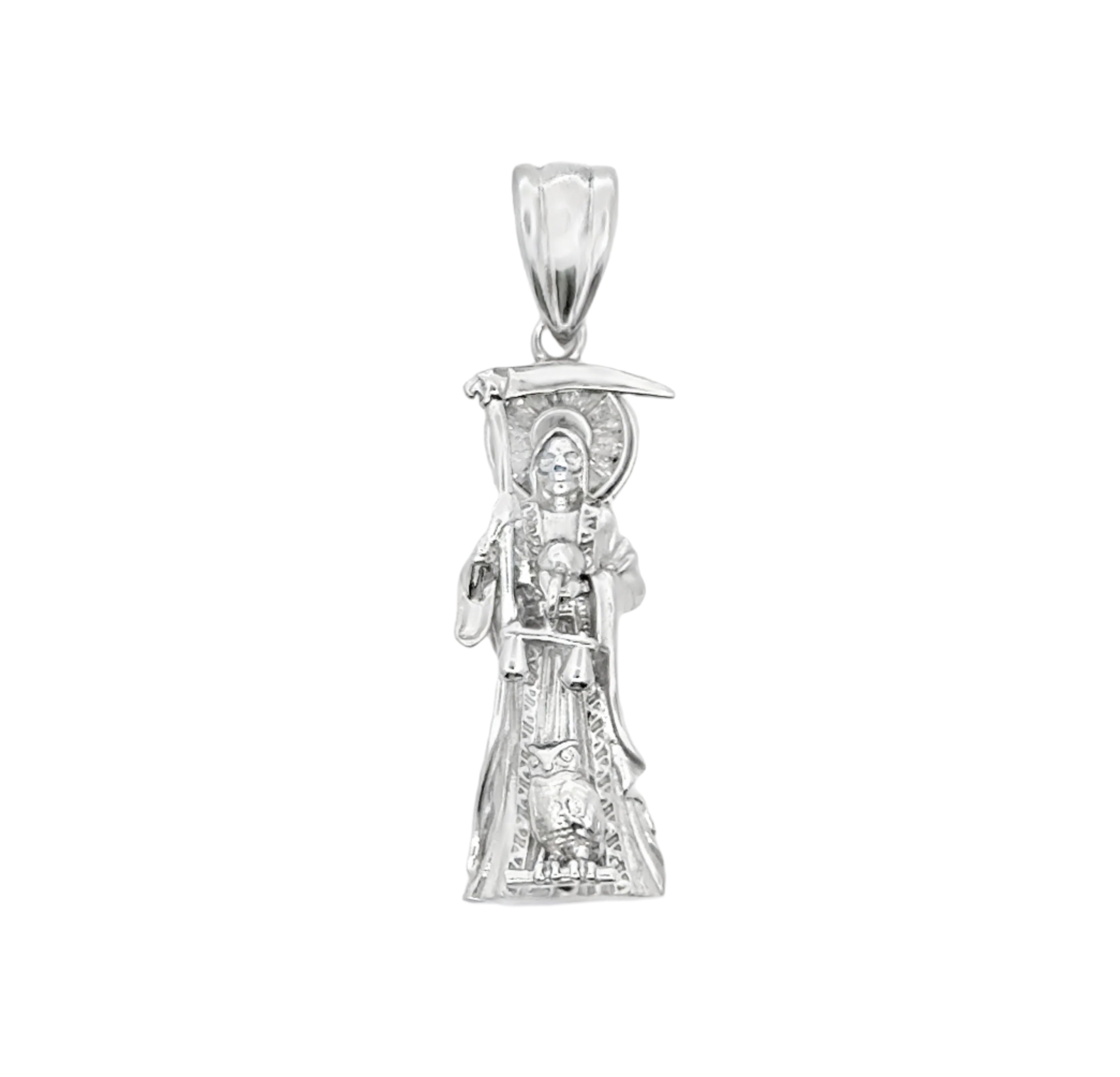 925 Sterling Silver Santa Muerte Pendant