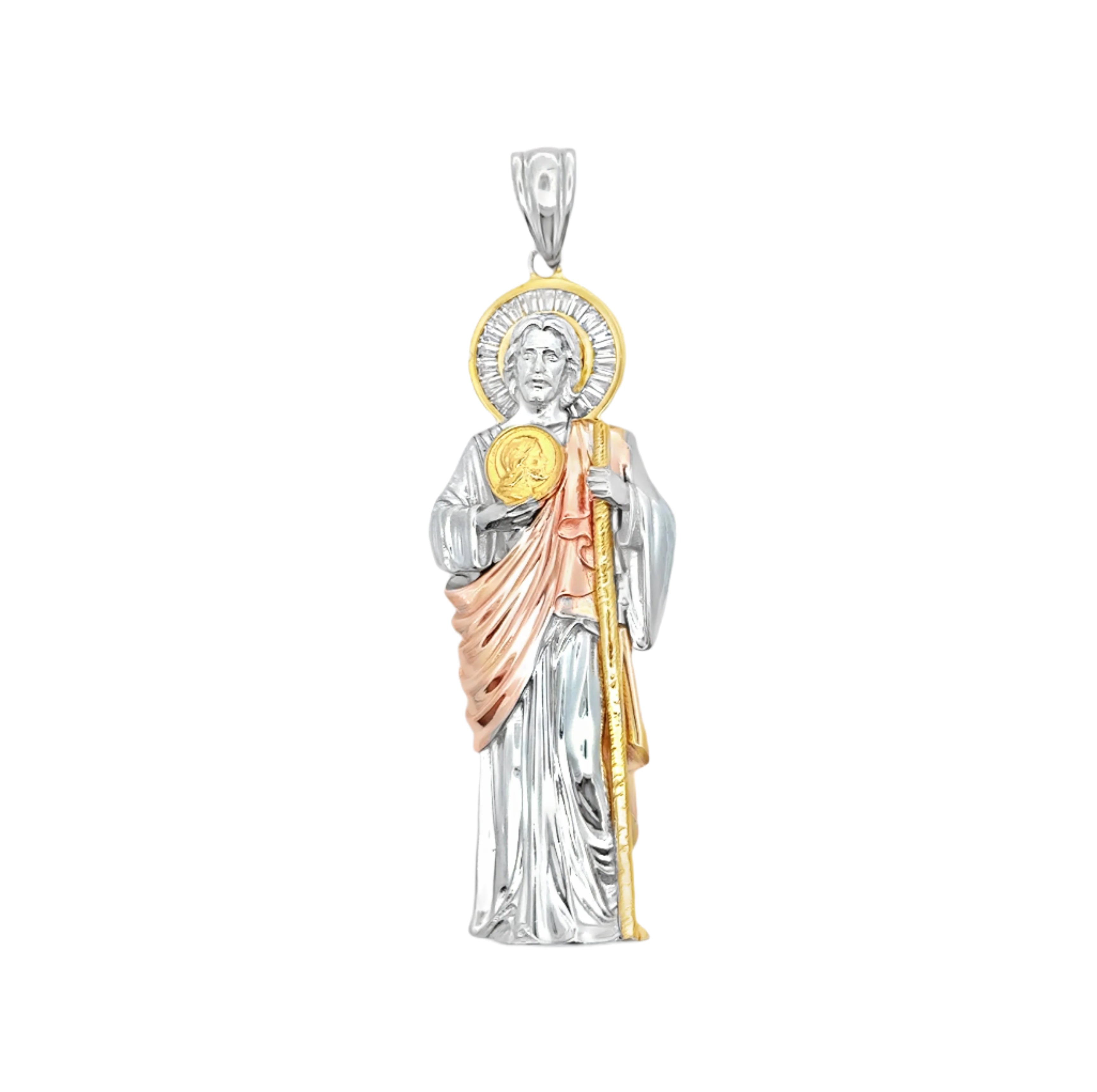 925 Sterling Silver Tri-Tone Saint Jude Pendant
