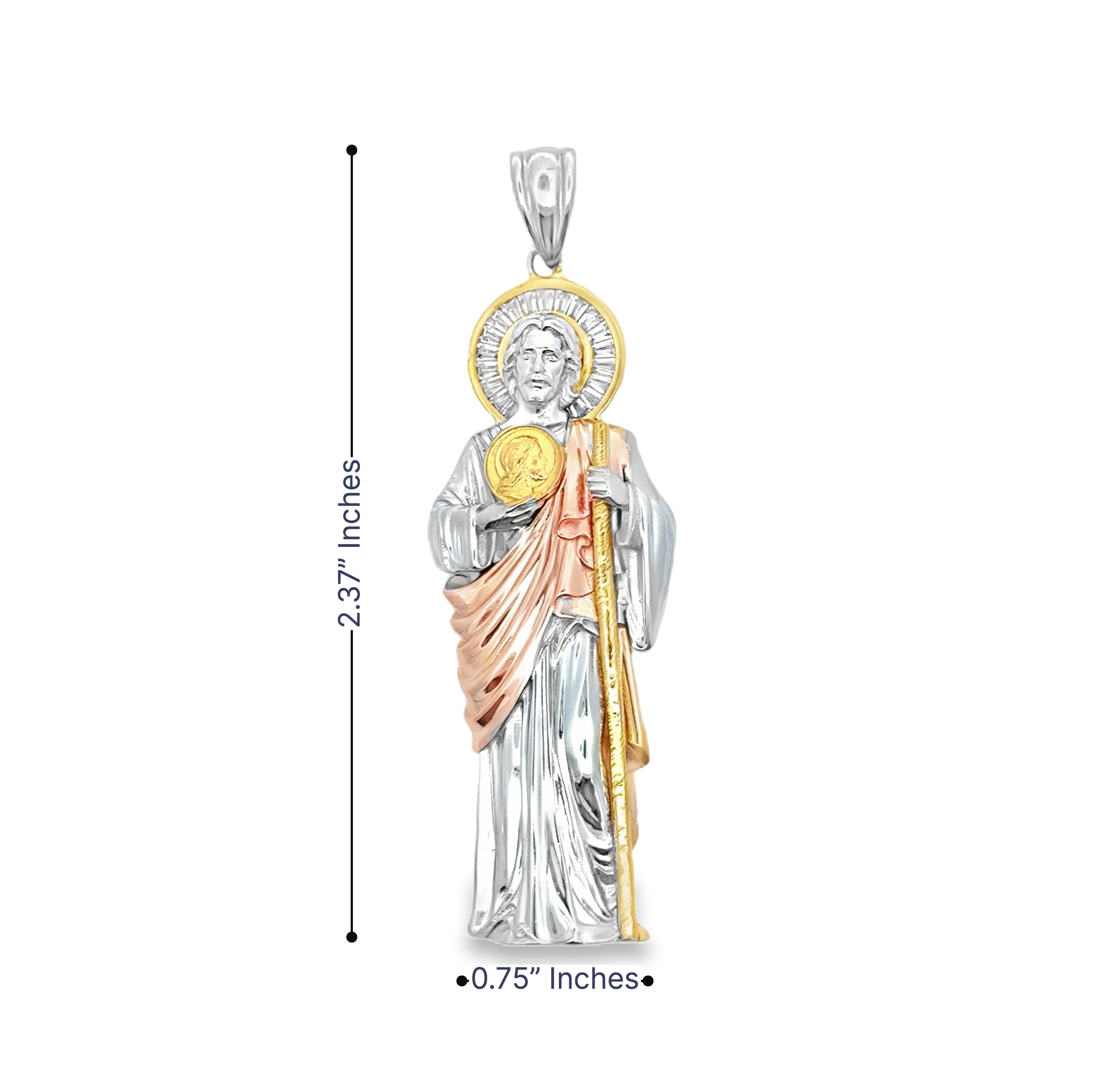 925 Sterling Silver Tri-Tone Saint Jude Pendant
