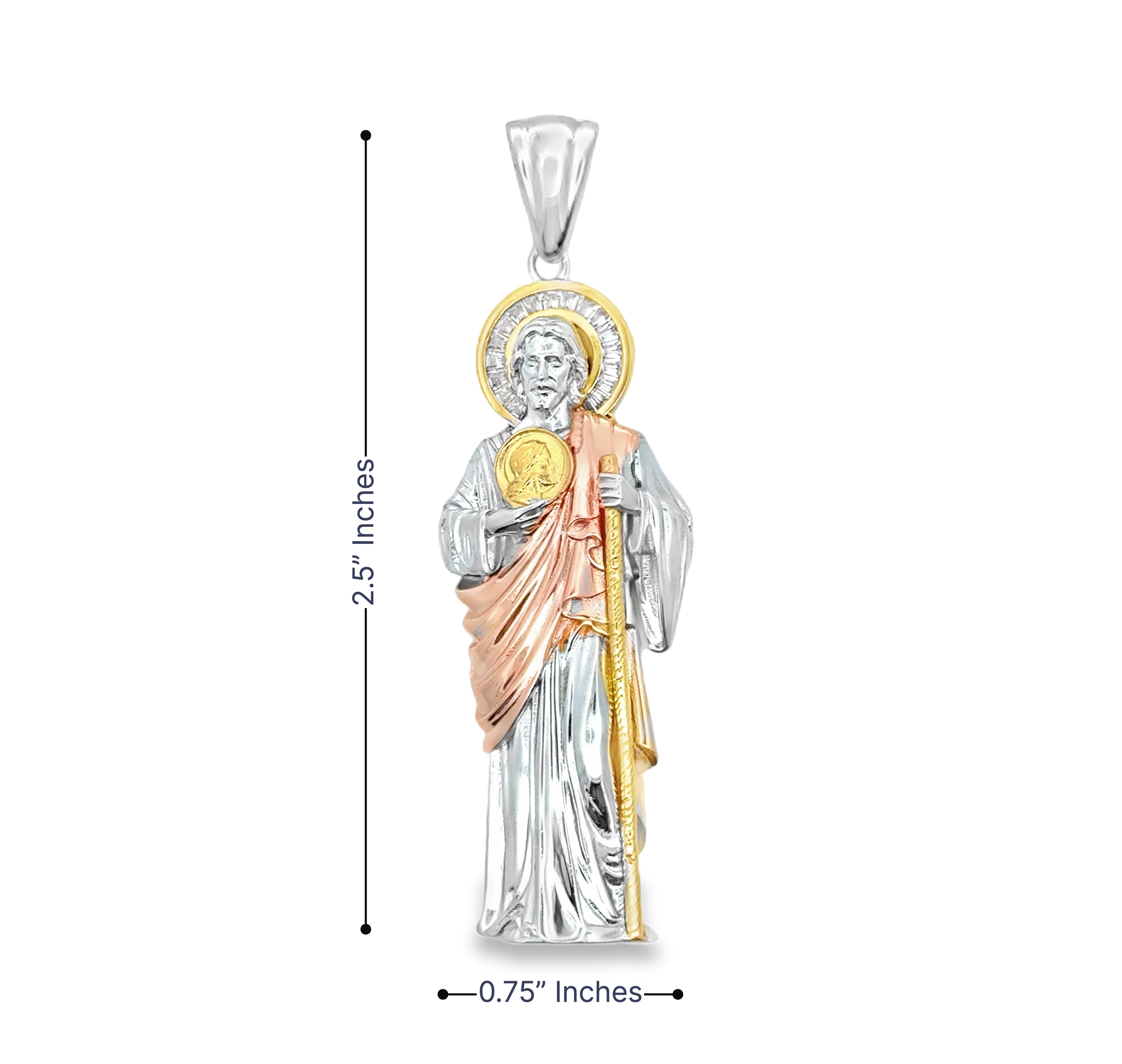 925 Sterling Silver Tri-Tone Saint Jude Pendant