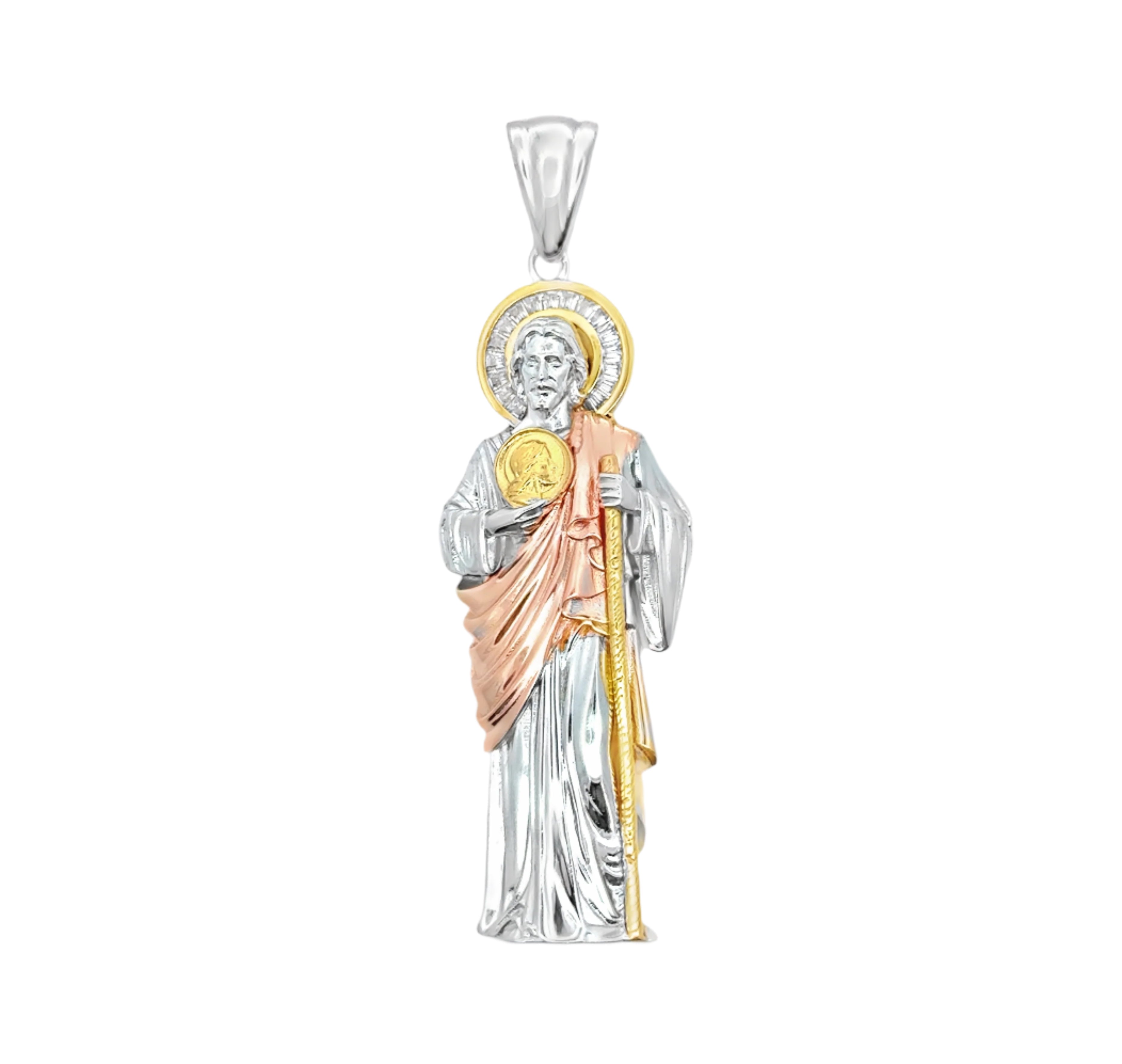 925 Sterling Silver Tri-Tone Saint Jude Pendant