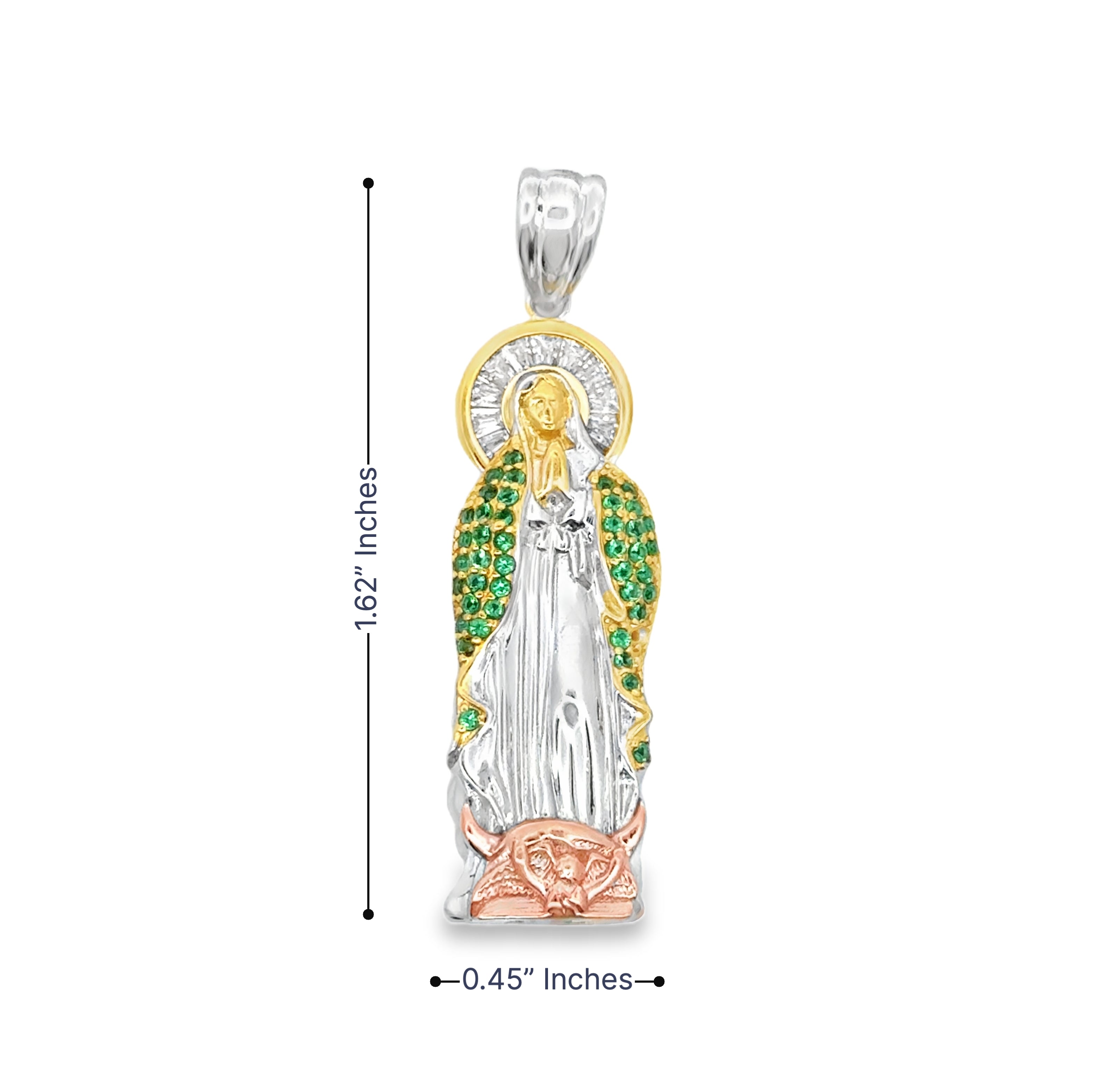 925 Sterling Silver CZ Virgin Mary Pendant