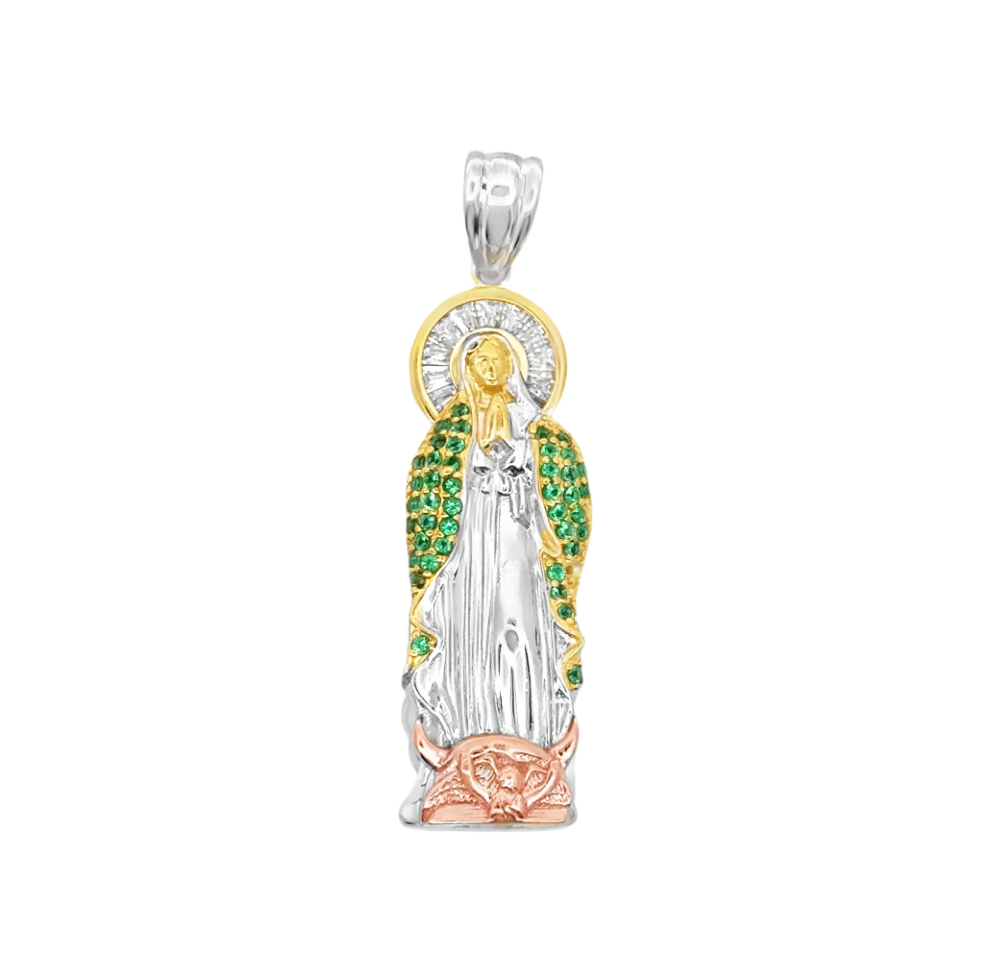 925 Sterling Silver CZ Virgin Mary Pendant