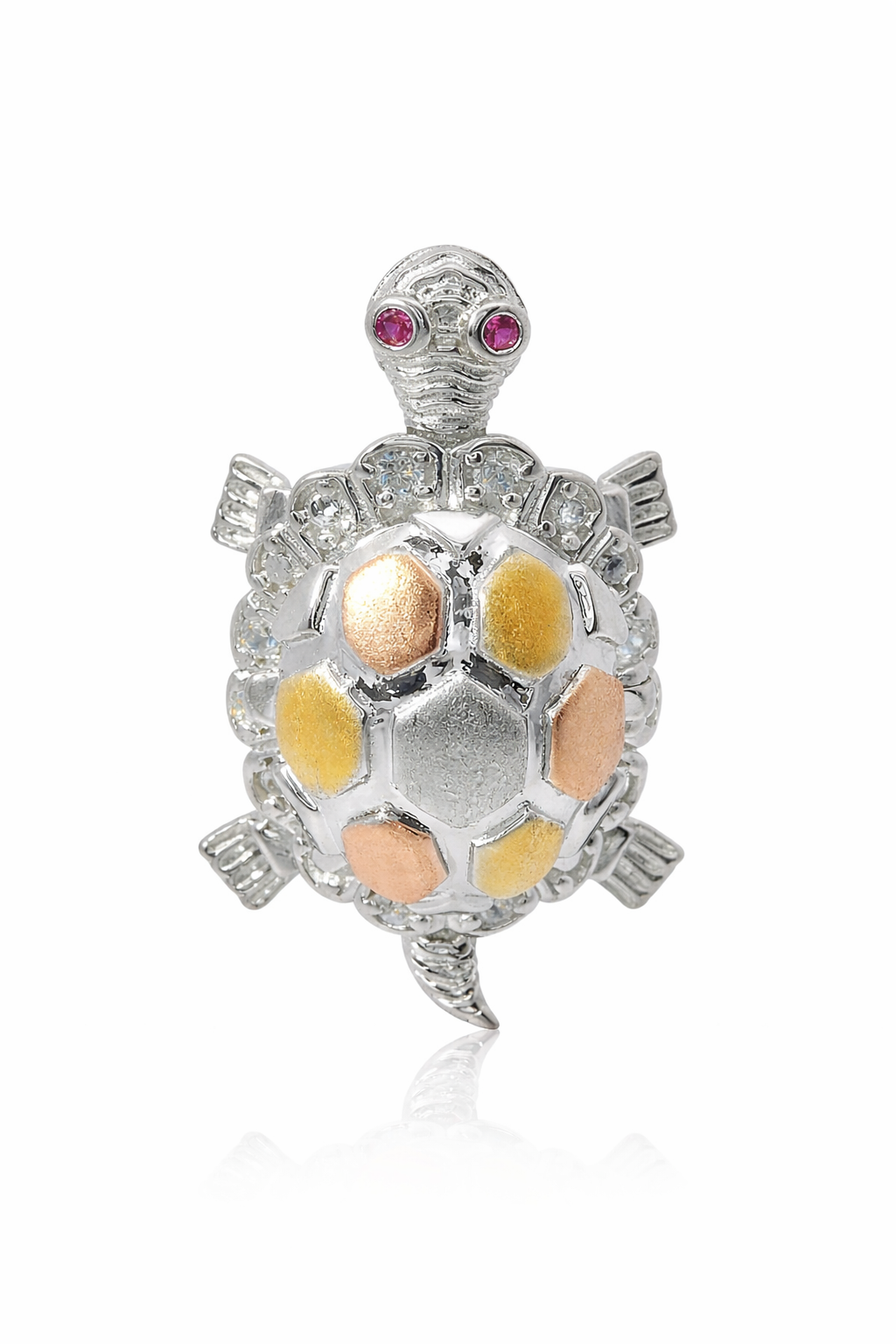 925 Sterling Silver Tri-tone Turtle