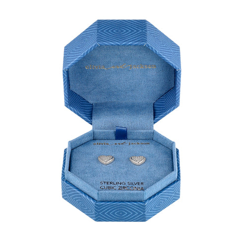 Sterling Silver Cz Heart Earring w/ Box