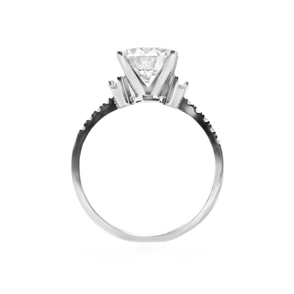 Sterling Silver 2.0CT 8.0MM Moissanite Engagement Ring