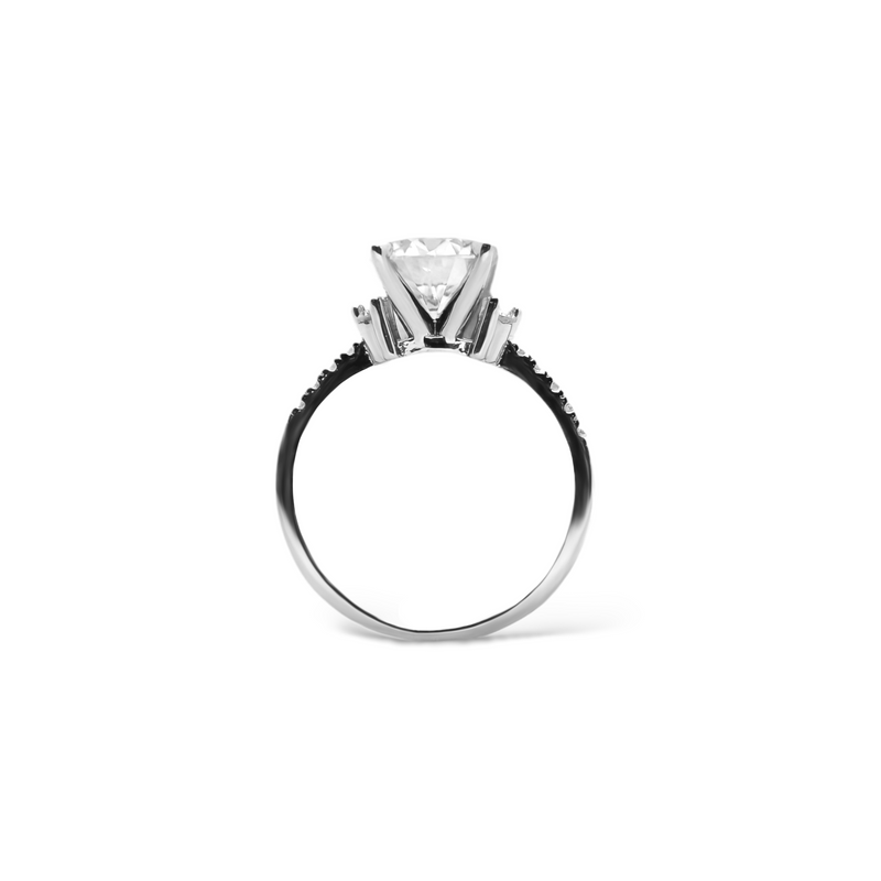 Sterling Silver 2.0CT 8.0MM Moissanite Engagement Ring