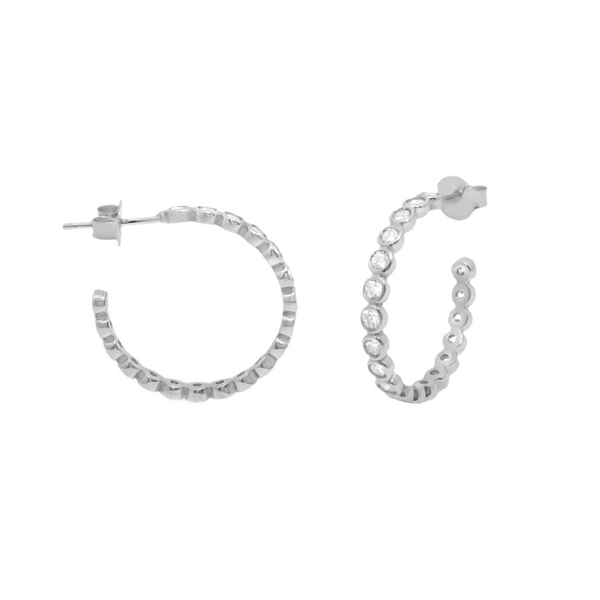 Sterling Silver Moissanite Bubble Nickel Sized (21mm) Open Hoop Earrings