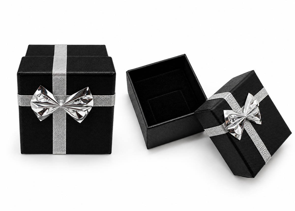 Black & Silver Ring Jewelry Boxes (Case of 100)