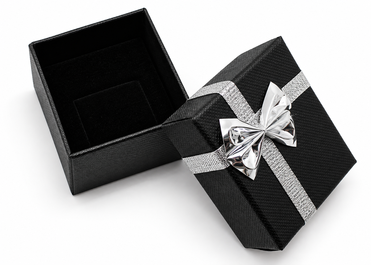 Black & Silver Ring Jewelry Boxes (Case of 100)