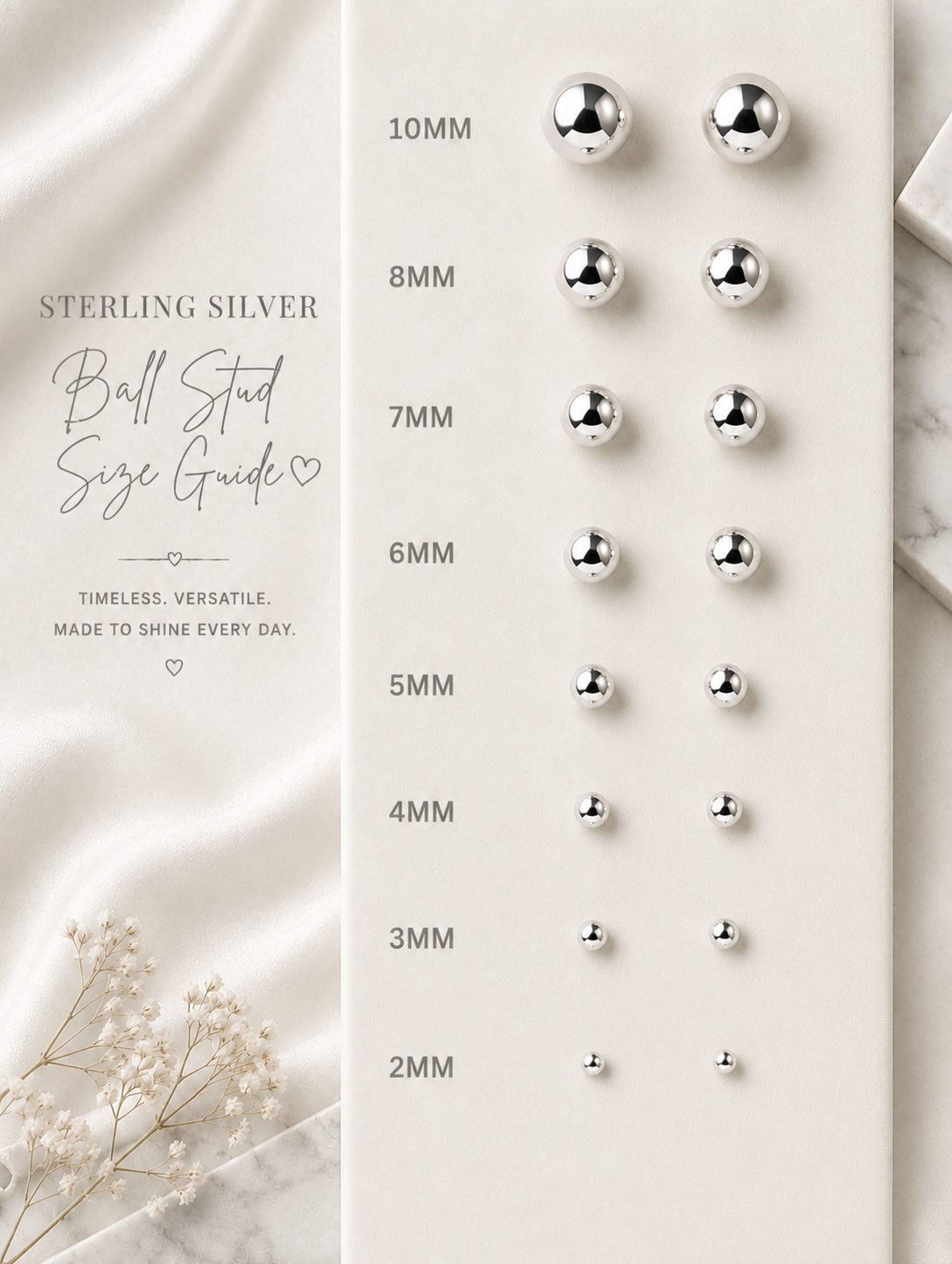 Sterling Silver Ball Studs (Rhodium and Gold Plated)