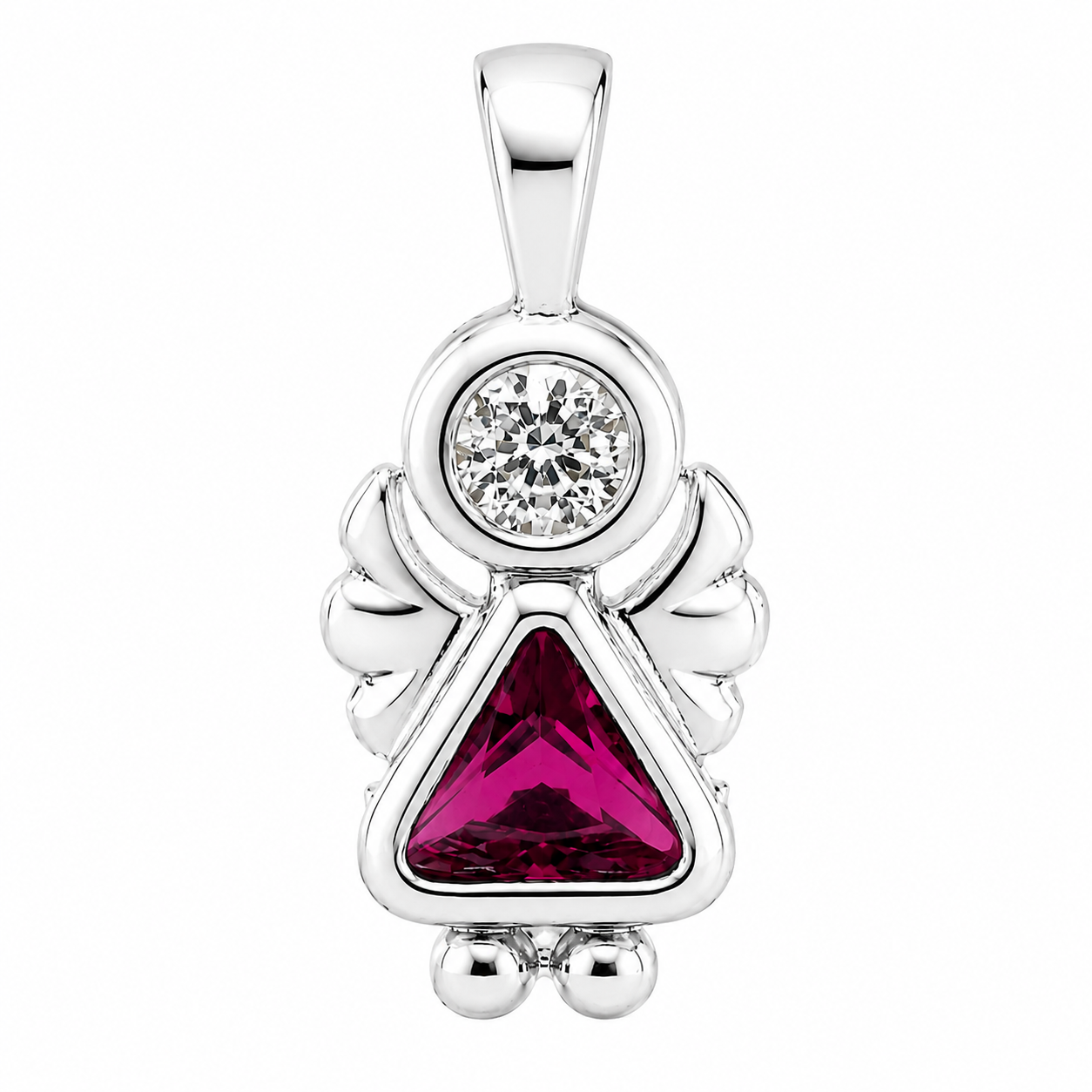 Sterling Silver Angel Birthstone Pendant