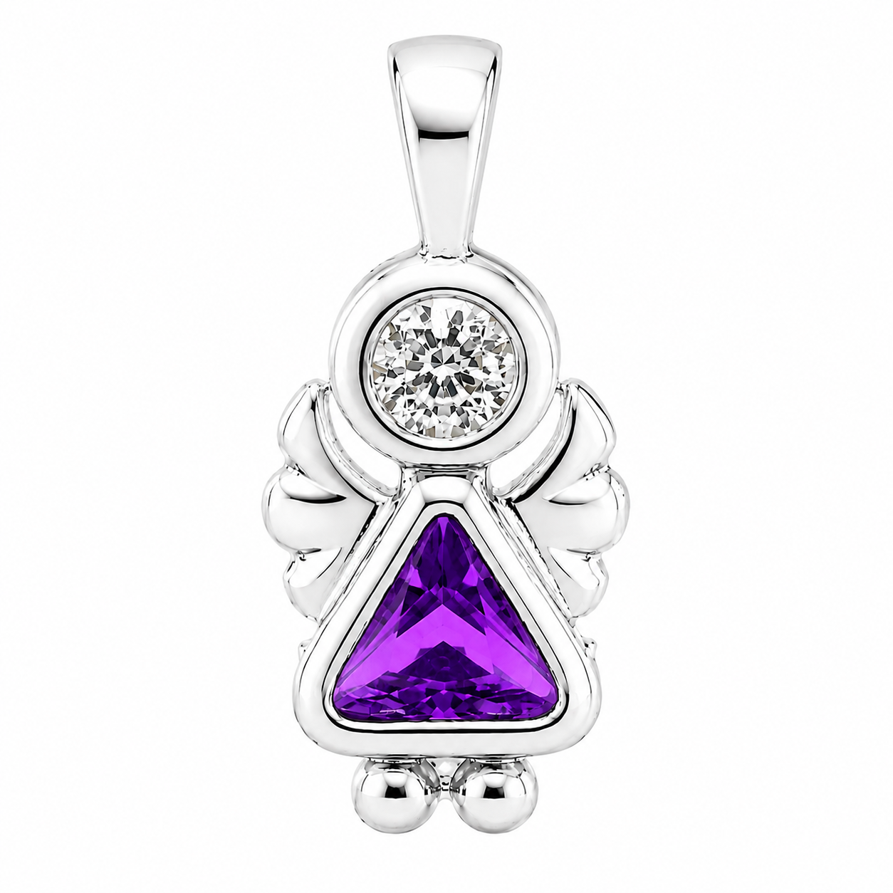 Sterling Silver Angel Birthstone Pendant