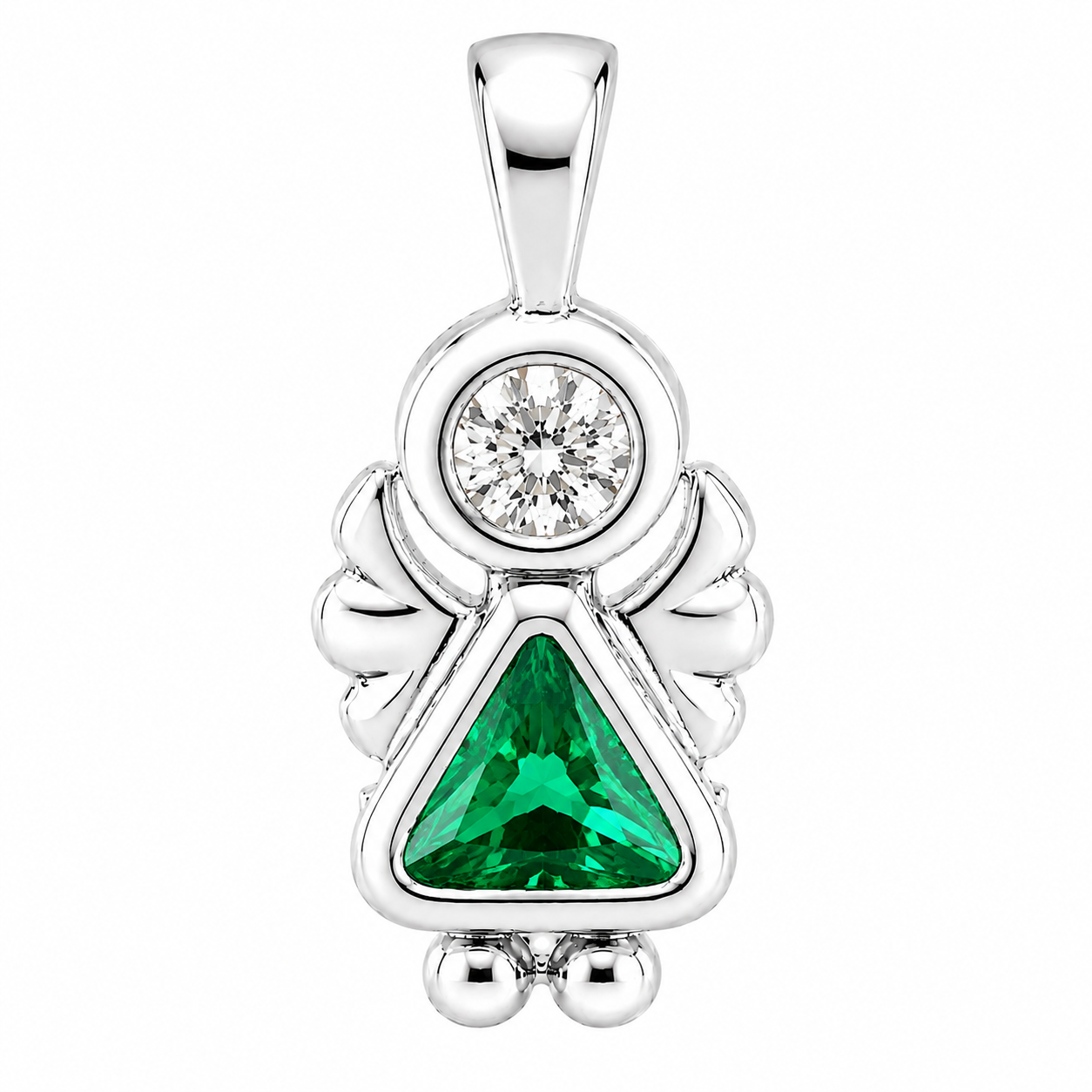Sterling Silver Angel Birthstone Pendant