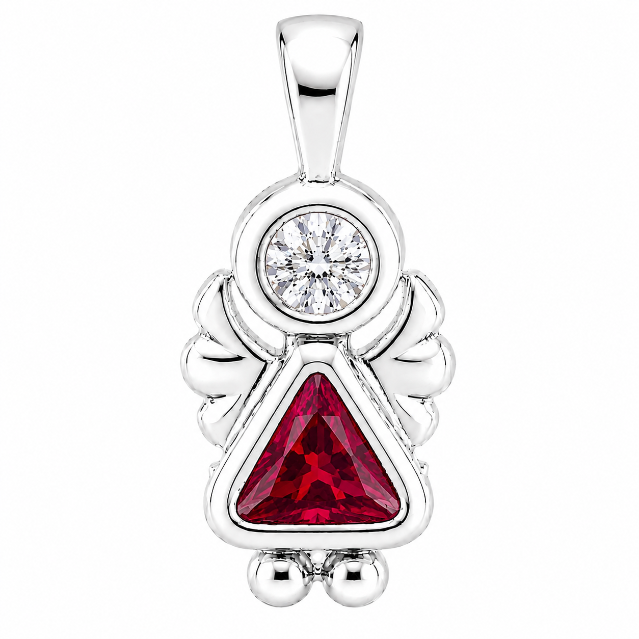 Sterling Silver Angel Birthstone Pendant