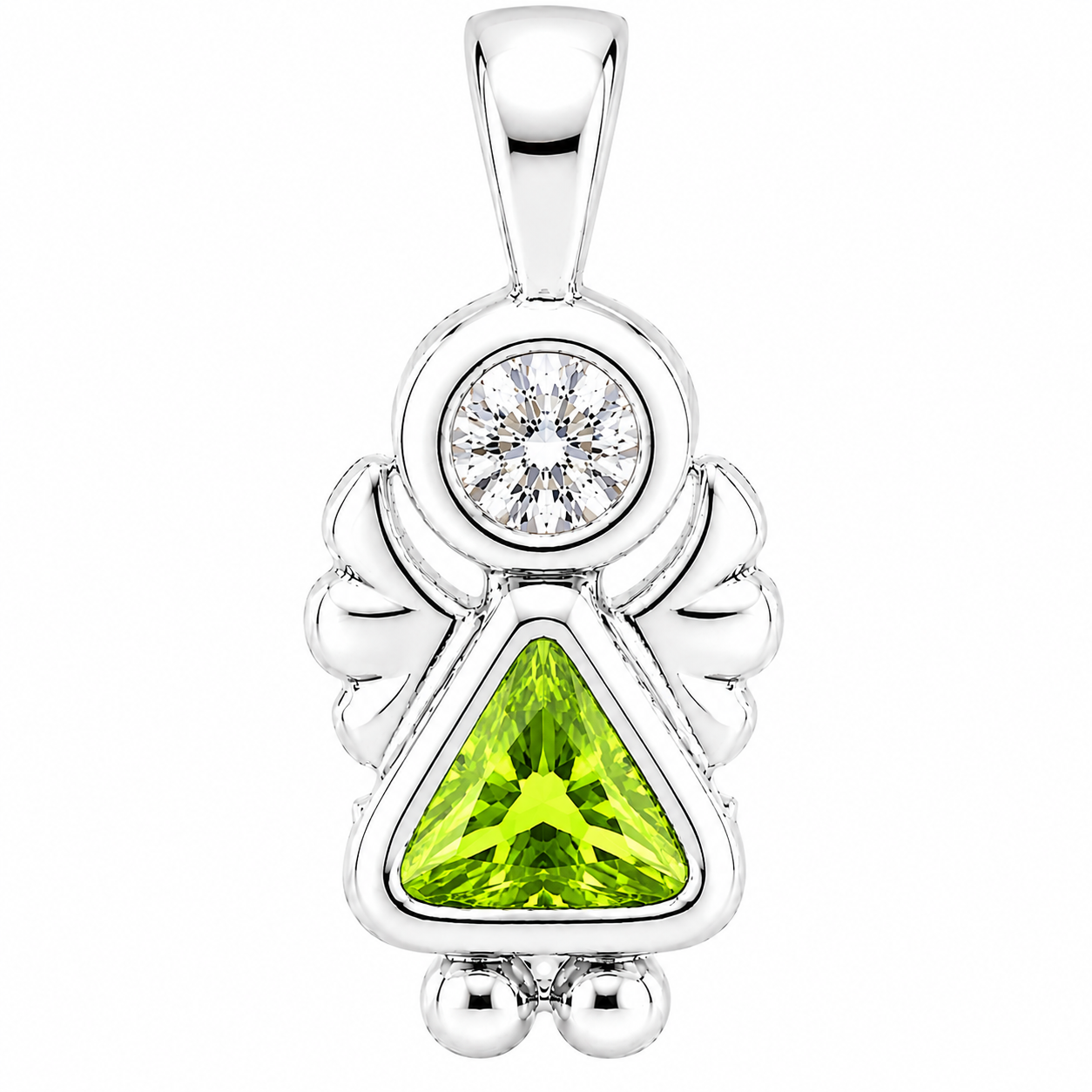 Sterling Silver Angel Birthstone Pendant